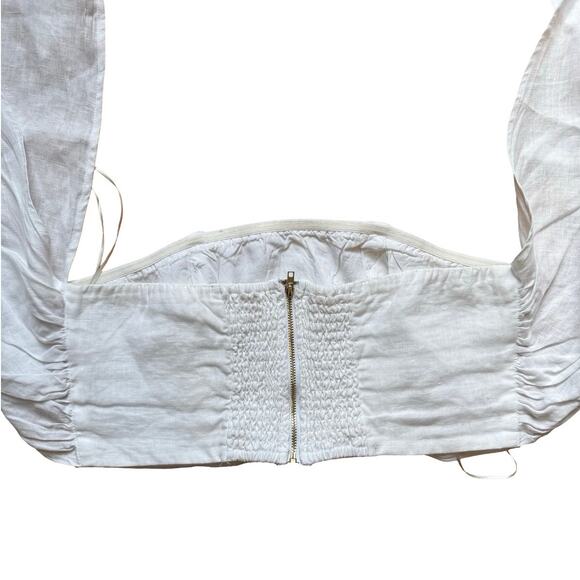 $100 DISSH Gina White Linen Halter Crop Top - US 10 - Picture 5 of 5